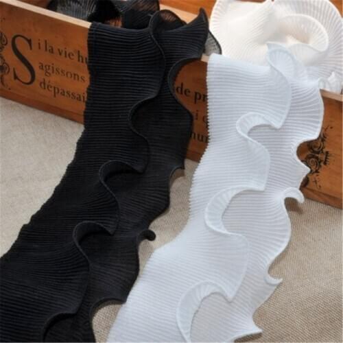 1 Yard White Black Lace Two-layer Elastic Trims Vintage Ribbon Dress Hemline