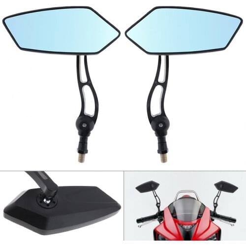 2pcs 10mm Modified Plated Universal Motorcycle Rearview Mirror Side Mirrors Blue Wave Anti Glare for Kawasaki