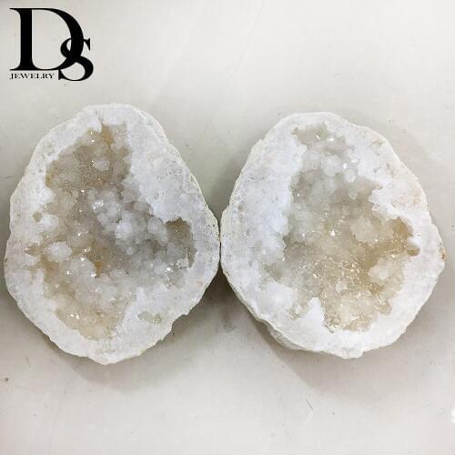 2pcs Natural Big Size Agate Geode Slice Drusy Druse Quartz Crystal Cluster Points Minerals Specimen Healing Crystal Home Decora