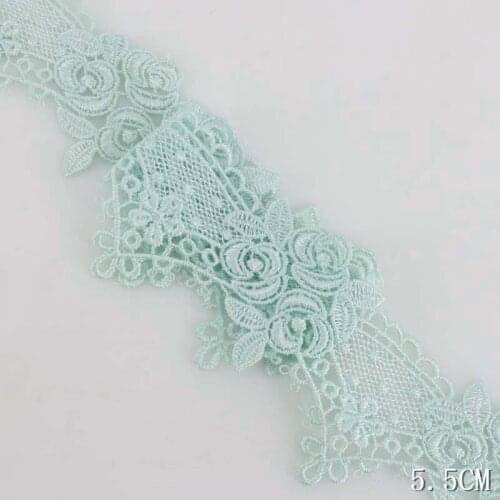29Yds Exquisite Light Green Black Rose Flower Patch Polyester Embroidered Lace Trim Dress Headwear Curtains DIY Sew Decor