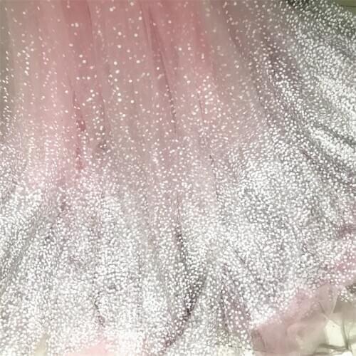 2mX1.5m Double Side New Snowflake Silver Dot Mesh Fabric Sequins Lace Wedding Dress Childrens Clothing Decoration Mesh Fabric