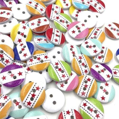 30/50/100pcs Star Wood Buttons 15mm Sewing Craft Mix Lots Wholesales WB444