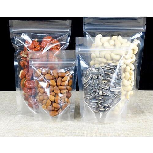 5.5''x7.9'' (14x20cm) Stand Up Clear Plastic Package Bag for Food Coffee Storage Resealable Zipper Zip Lock Packaging Bag