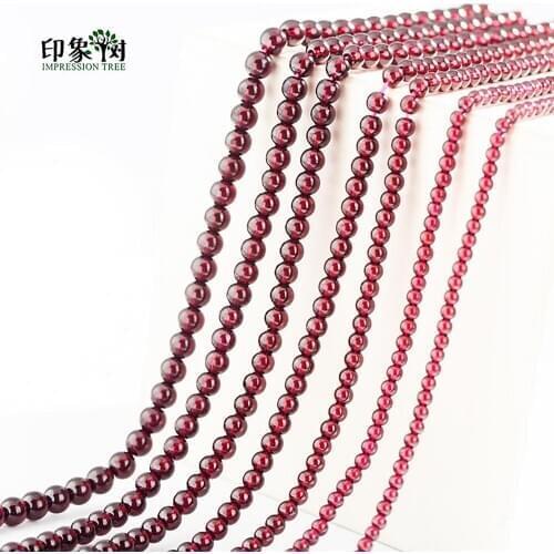 8A Grade 3.5/3.9/4.5/5/5.5/6/6.5mm Natural Stone Dark Red Smooth Garnet Round Loose Beads DIY Row Bracelets Jewelry Making 22024