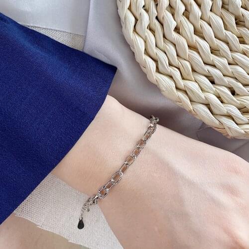 925 Sterling Silver Irregular Twisted Wave Big Oval Connected Bracelet For Women Fashion Charm Jewelry Wholesale Party