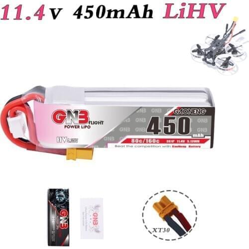 Gaoneng GNB 11.4V 450mAh 80C LiHV 3S Lipo Battery With XT30 Plug For iFlight CineBee BetaPFV Beta 85X Brushless FPV Drone Parts