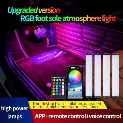 Car Foot Floor Decoration Bulbs Interior Atmosphere Light RGB LED With APP and USB Wireless Remote Music Control Multiple Modes