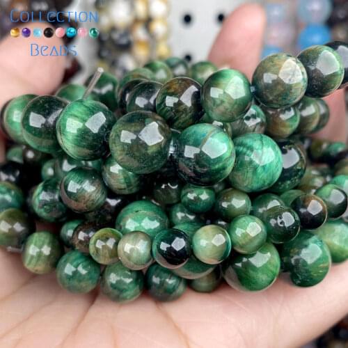 Natural Stone Green Tiger Eye Beads Loose Spacer Round For Jewelry Making 6-10MM DIY Bracelet Accessories Wholesale