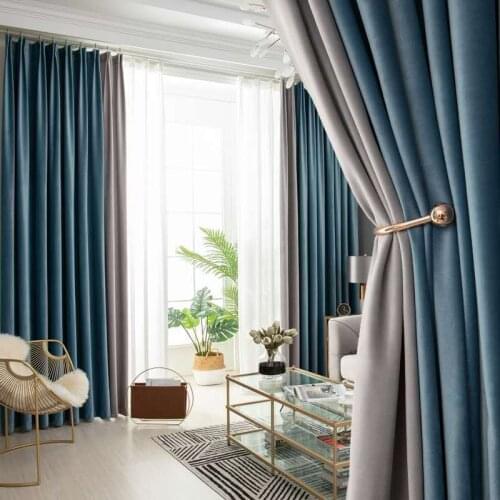 European Seamless Splicing Blackout Curtains for Living Room Study and Bedroom Curtains Flannel Curtains Velvet Curtains