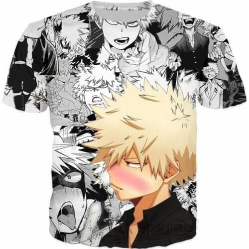 SOSHIRL Bakugou Katsuki T Shirt Hipster Funny My Hero Academy Anime T-shirt Cross My Body Summer Streetwear Harajuku Unisex Tops