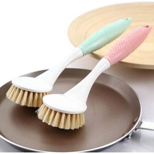Pot Cleaning Brush Vertical Multifunction Kitchen Suction Cup Type Sink Cleaning Scrub Brush Long Handle