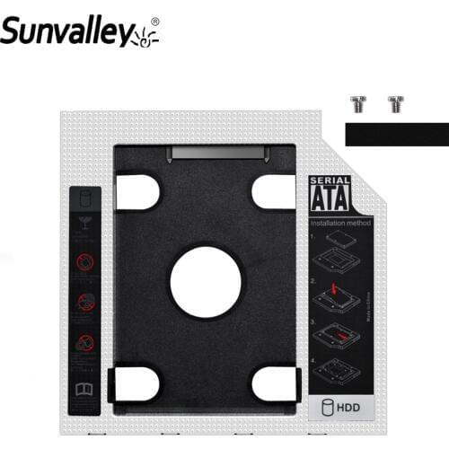 Sunvalley Aluminum Alloy&Plastic 12.7mm 2nd HDD Caddy SATA To SATA 3.0 For Laptop DVD/CD-ROM Optical Bay 2.5" HDD SSD Case