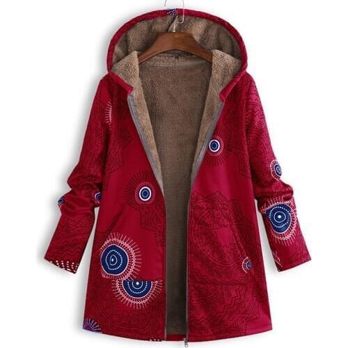 Women Jacket 2020 New Hoodie Mid-Long Long Sleeve Printing Large Size Loose Coat Autumn Winter Thick warm Casual Outerwear A1068