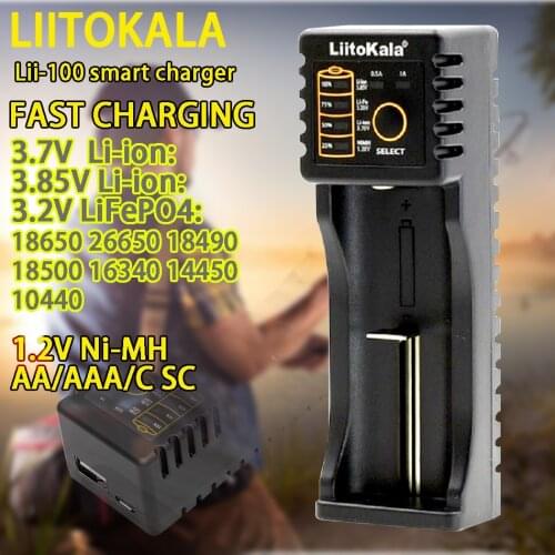 LiitokalaLii-100 Charger Lii-100B Lii-202 18650 Charger 26650 AA AAA1.2V Ni-MH 3.2VLiFePO4 14450 18350 16340 3.7V Li-ion smart