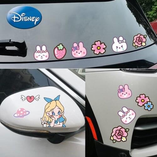 Disney Car Motorcycle Helmet Decoration Sticker Alice Car Sticker Scratch Blocking Rear View Mirror Car Sticker Electric