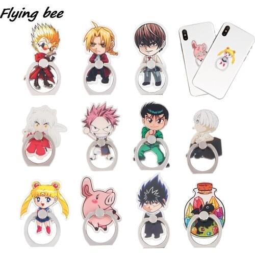 X1785 Anime Pig Moon Girl Fashion Ring Metal Mobile Phone Accessories Rotating Ring Bracket Lazy Desktop Anti-fall Bracket Gift