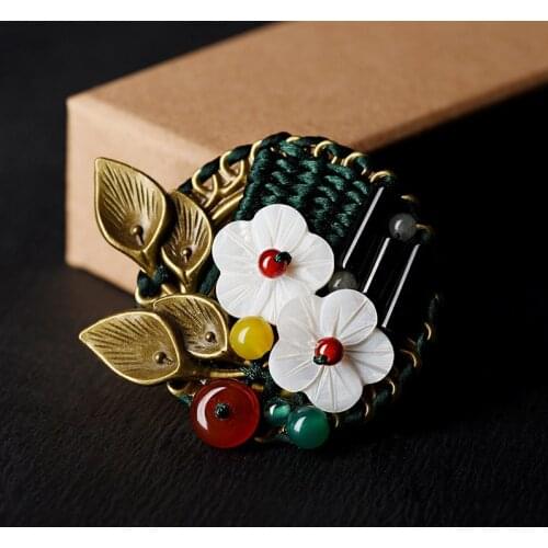 Fashion sea shell vintage brooch,rean stone ethnic brooch accessories, new flowers brooch