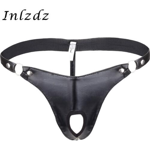 Mens Lingerie G-string Thong Panties for Sex Erotic Male Open Butt Bikini Briefs Underwear Sexy Underpants with Penis Hole