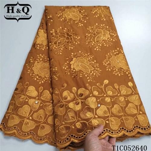 H&Q newest african lace fabric with rhinestone and stone swiss cotton fabric french voile lace tulle 5 yards for sewing dresses