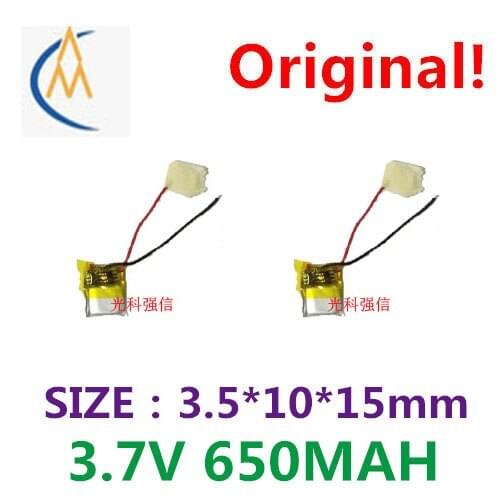 2PCS New sufficient capacity polymer li-ion battery 3.7 V 351015 65 mah MP3 MP4 PCB/equipment/mini bluetooth headset 3 d glasses