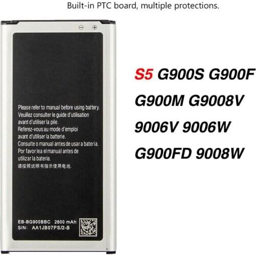 Original High Quality EB-BG900BBU Battery For Samsung S5 G900S G900F G900M G9008V 9006V 9006W G900FD 9008W NFC 2800mA