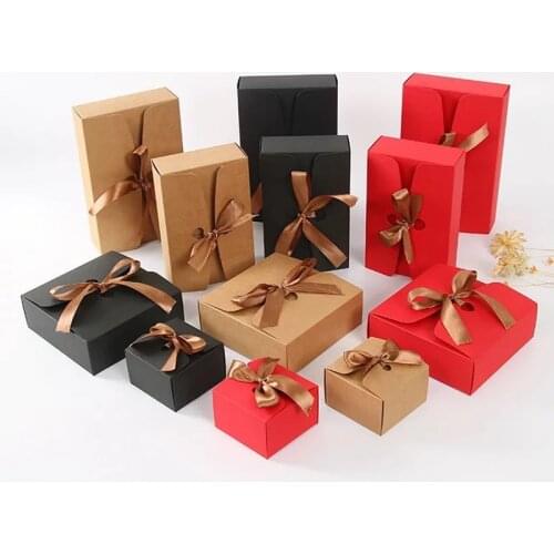 Kraft Gift Cake boxes with ribbon,wedding favor boxes,baby shower favor boxes,party gift boxes 10pcs/lot
