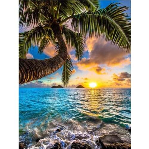 Full Square/Round Drill 5D DIY Sunrise By The Sea Diamond Painting Embroidery Mosaic Cross Stitch Rhinestone Decoration XN767