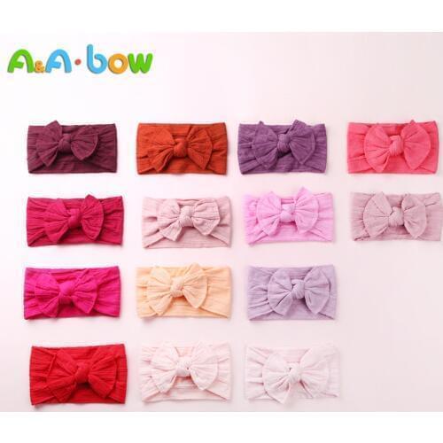 1PCS New Braid Nylon Bow Headbands,Cable Knit Solid Wide Nylon Headbands Turban, Baby Girls Head Wrap Hair Accessories 27 colors