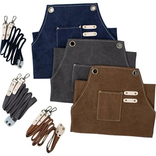 Unisex Work Apron with Tool Big Pockets Stud Reinforcement Water Repellent Accessory Cross-Back Straps Floral Canvas Work Apron