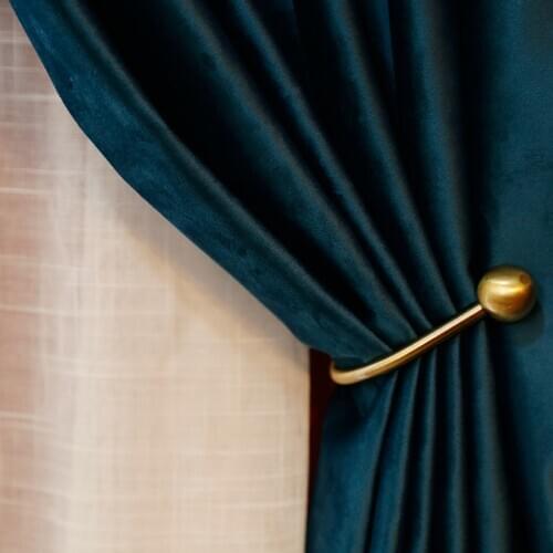 Light Luxury Curtains for Living Room Dining Bedroom French Deep Sea Blue Baroque Curtains VelvetAll Black Shading Wedding Room