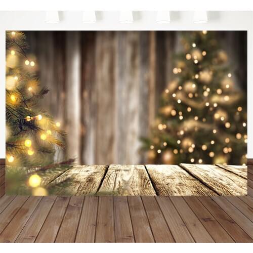 Christmas Photography Background Glowing Christmas Tree Wooden Floor Backdrop Decoration Props For Photo Studio