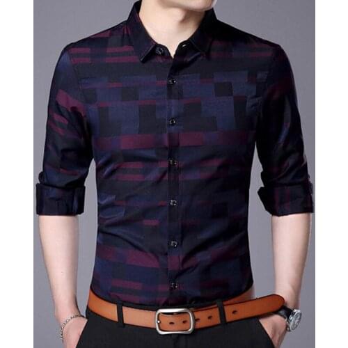 Novel Spring Men Long Sleeve Shirts Slim Fit Plaid Male Shirts Casual Soft Comfort Shirt Camisa Masculina