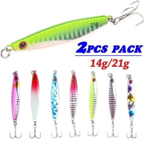 2PCS VIB Iron Plate Fishing Lures Bass Cank Sinking Bait Artificial Hard Fish Lures Freshwater Fishing Tackle 14g/21g