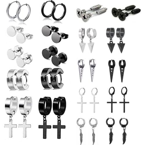 Punk Stainless Steel Ear Stud Earrings Korean Fashion Earrings For Men/Women Black Piercing Earrings Party Jewelry aros mujer