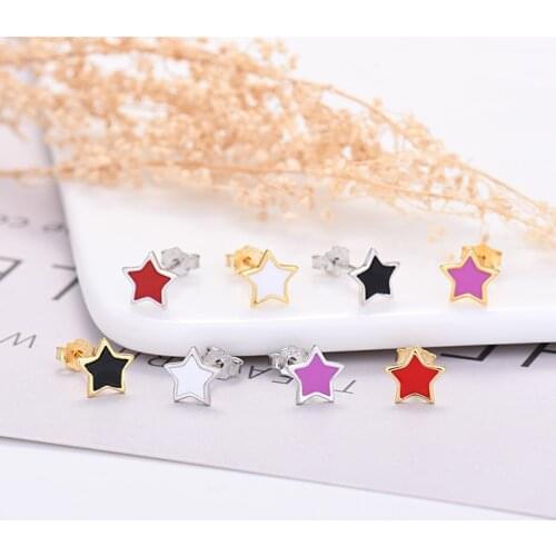 925 Sterling Silver Stud Earrings With Cute Candy Neon Color Enamel Heart Charm Earring Gold Silver Color For Girls Jewelry