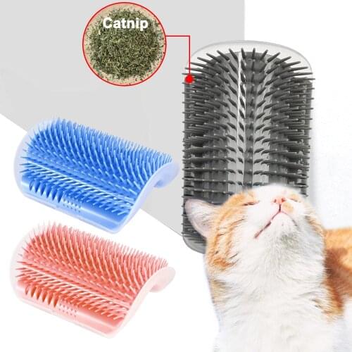 Cat Self Groomer Brush Corner Comb with Catnip Pet Grooming Supplies Hair Removal Comb for Cat Hair Shedding Trimming Massage