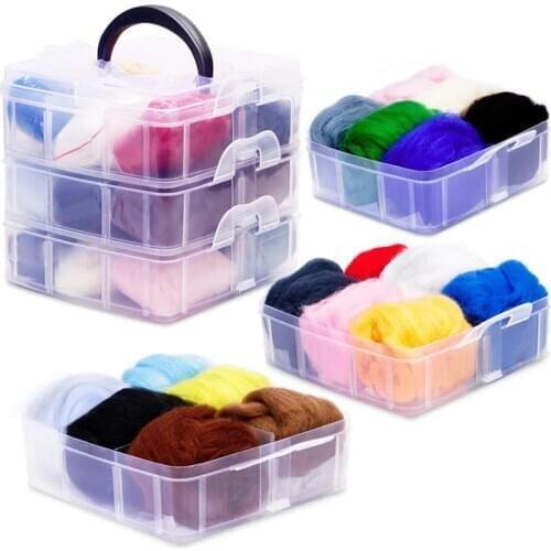 LMDZ 18 Colors 10g Needle Felting Wool Yarn Soft Roving Fibre Needle Felting Beginners DIY Felting Craft Doll Needlework