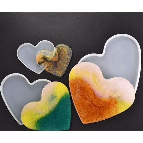 Silicone Molds Heart Coaster Jewelry Making Tools For Resin Jewelry UV Epoxy Pressed Flower DIY Crafts