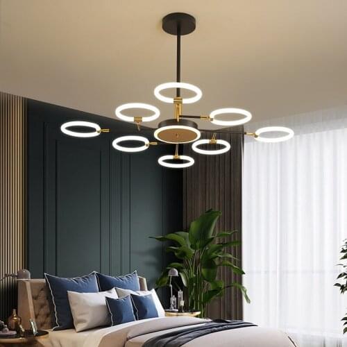 Modern Luxury Circle LED Chandelier For Living Dining Room Hanging Lights Black/Gold Ceiling Mounted Luminaire Pendant lamp