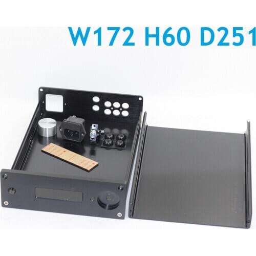 Aluminum Preamplifer Chassis Preamp Amp Case Decoder Size W172 H60 D251 DIY Amplifier Housing HIFI Home Audio Enclosure 1706f6