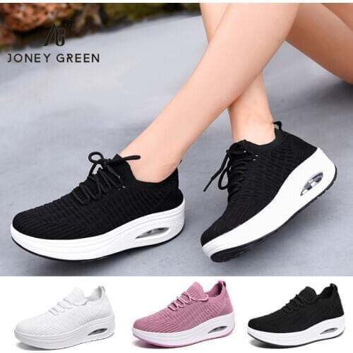 Women Shoes Platform Wedge Sneakers 2020 Breathable Height Increasing Casual Shoe Lace Up Ladies Fitness Shoes Wedges Footwear