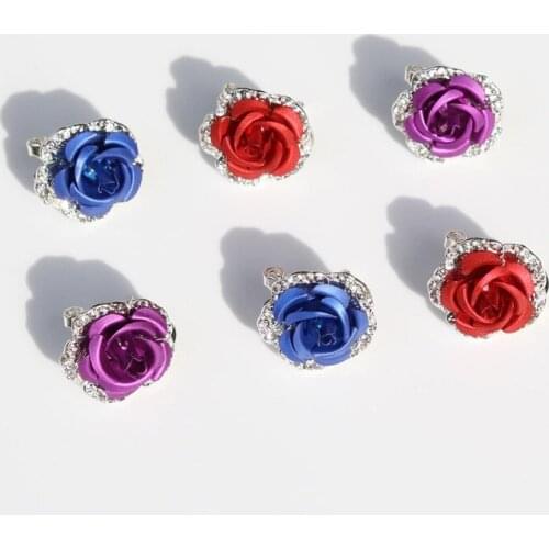 Vintage Red Rose Stud Earrings For Women Blue Rose Statement Earrings With Austrian Crystals Wedding Jewelry Wholesale