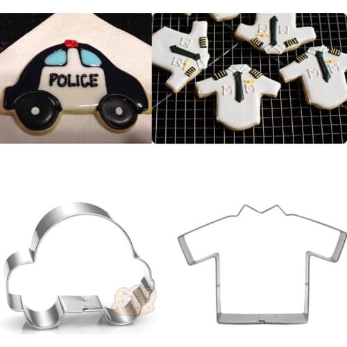 1pcs patisserie reposteria Cop Uniform Car Mold Metal Cookie Cutter Fondant Cake Decor Cupcake Pastry Biscuit Mould Bakeware DIY