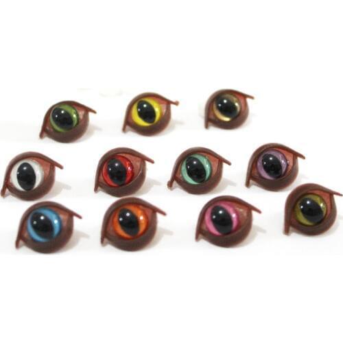 20pcs/lot new lovely 9mm toy cat eyes plastic safety eyes + brown toy eyelid for diy diy findings--color option