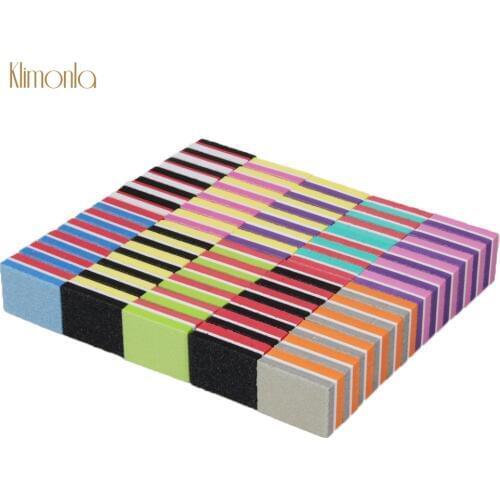 50Pcs/lot Colorful Mini Nail Buffer Polish Block Manicure UV Gel Sandpaper Tool Professional Sponge Small Nail File 100/180