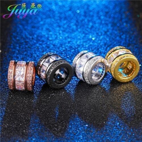 Juya Wholesale Charm Beads Supplies Cubic Zirconia Metal Spacer Beads Accessories For Natural Stones Perles Jewelry Making