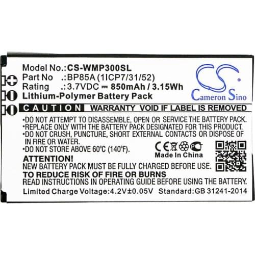 Cameron sino 850mah battery for WM SYSTEMS WMP 300 WMP-300 BP85A (1ICP7/31/52) GPS, Navigator Battery