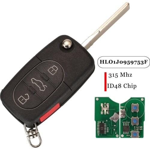 Jingyuqin 5pcs For VW Beetle Golf 2000-2001 4 Buttons Smart Car Key Fob 315Mhz ID48 Chip FCCID: HLO1J0959753F Replacement