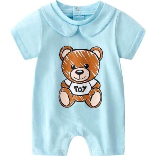 Summer fashion Print cartoon style newborn baby clothes cotton round neck short sleeve Toddler baby boy girl romper 0-24 months