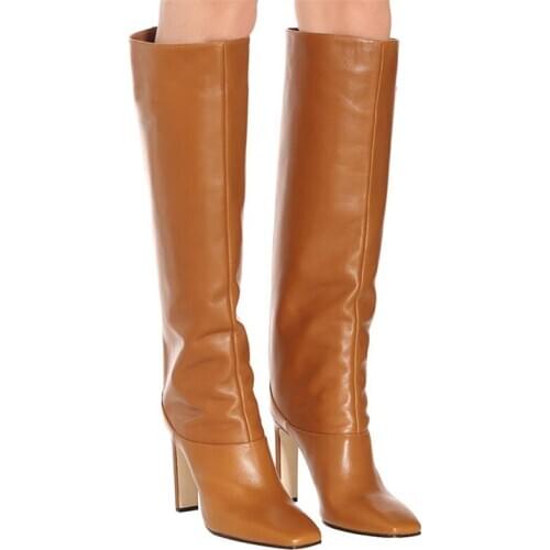 ENMAYER Fashion Women Knee High Boots Autumn Winter Warm Party Shoes Woman Square Toe High Heeled Long Shoes Motorcycle Boots